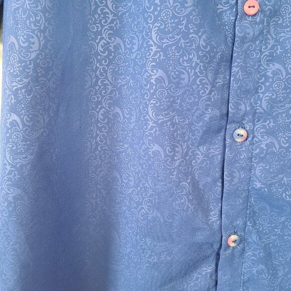 Mayerling Pret a Porter Mens Blue Button Up Shirt Retro Rockabilly NEW - Picture 6 of 6